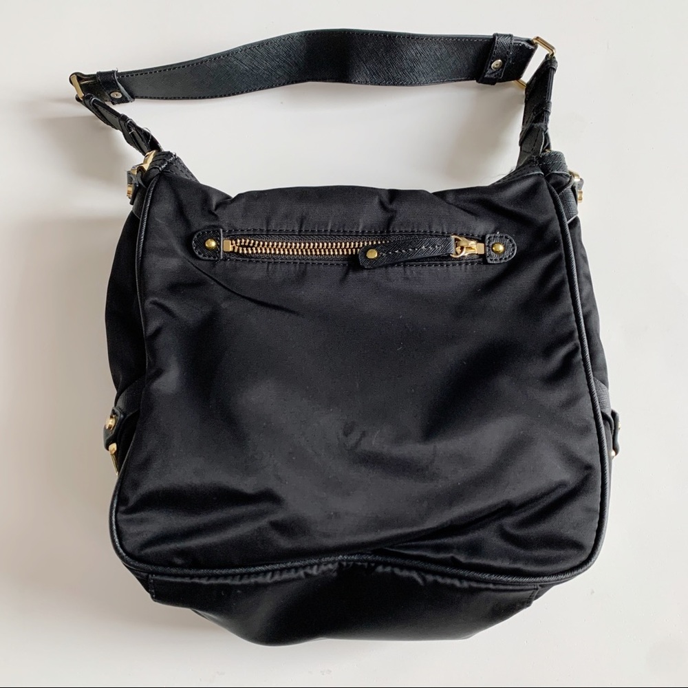JPK Paris 75 Nylon Shoulder Bag Purse Black Gold Hardware - Picture 2 of 12